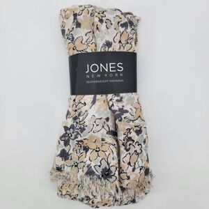 Jones New York Featherwight Earthy Colors Floral 100% Viscose Pashima NEW